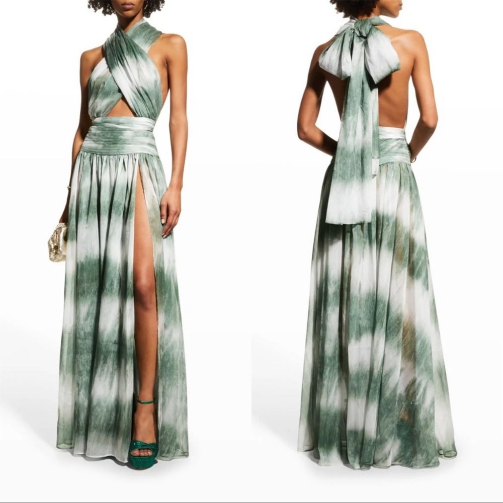 Bronx and Banco Mariana Cutout Ombre Halter Gown